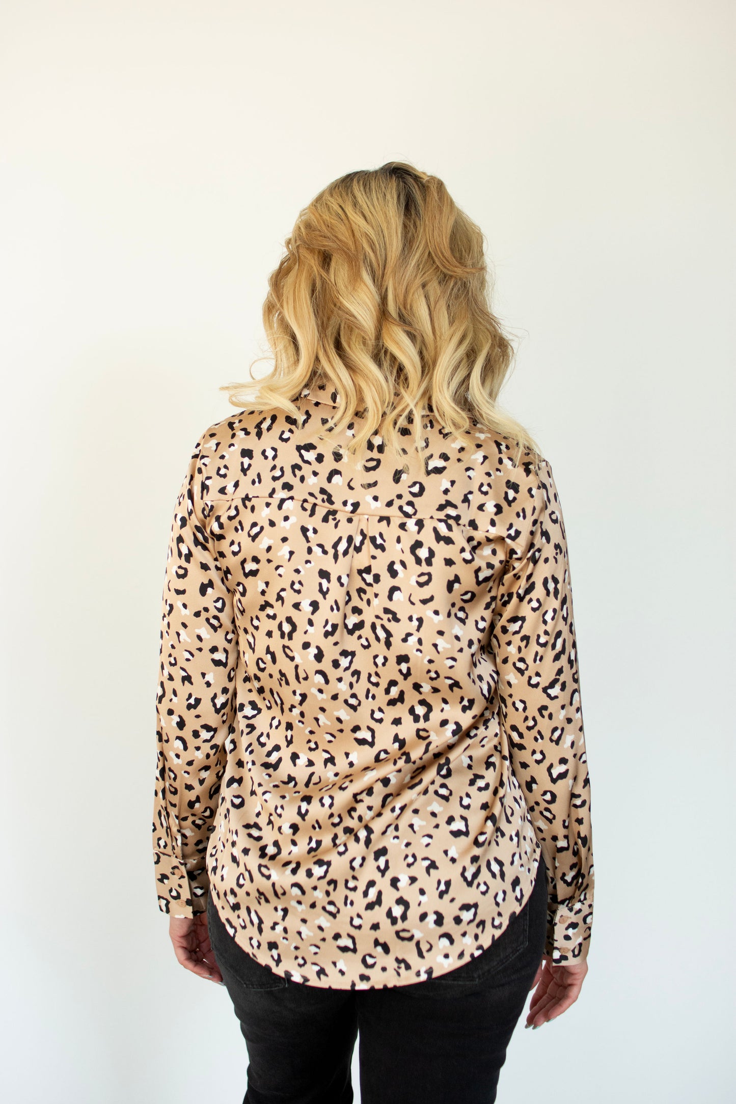 Silk Leopard Button-Down Top