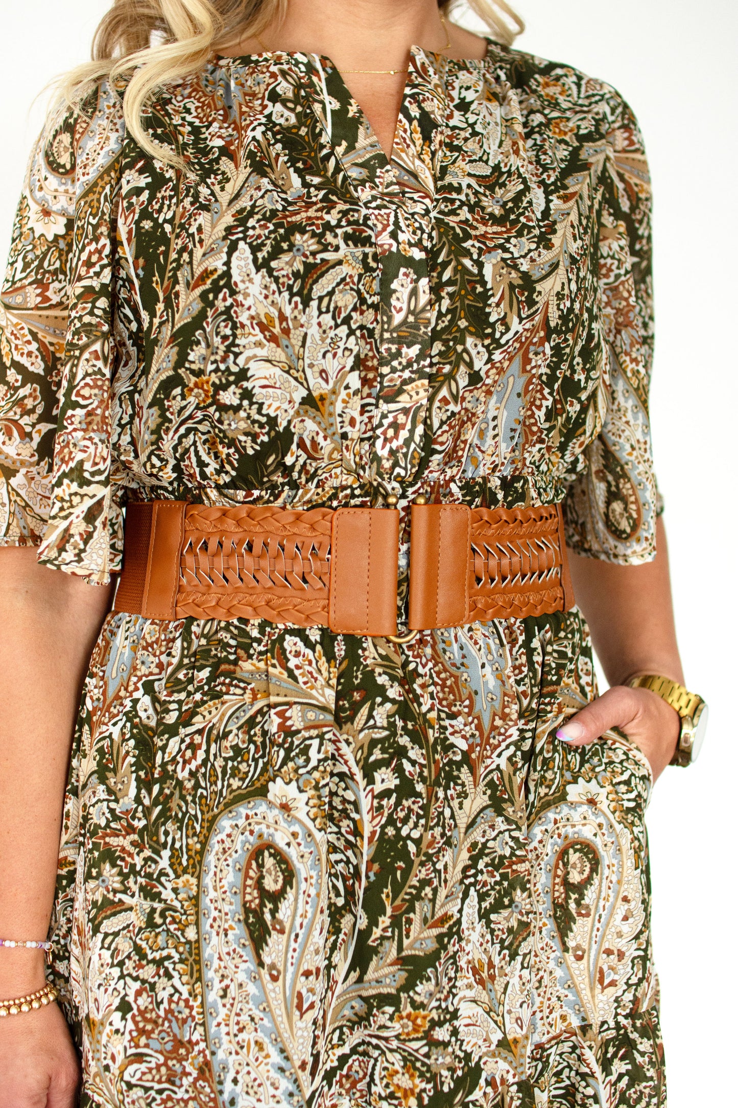 Camel Braided Stretch Belt