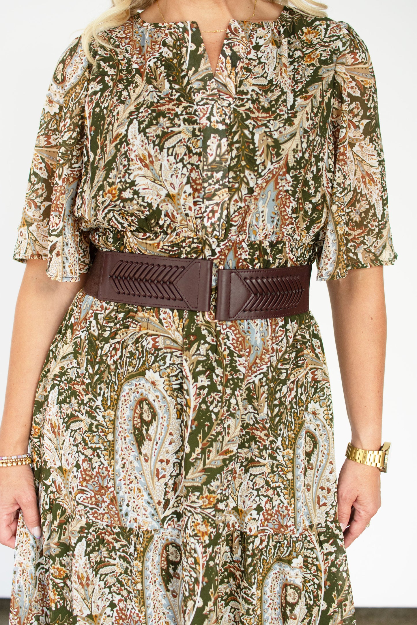 Brown Fishtail Stretch Belt