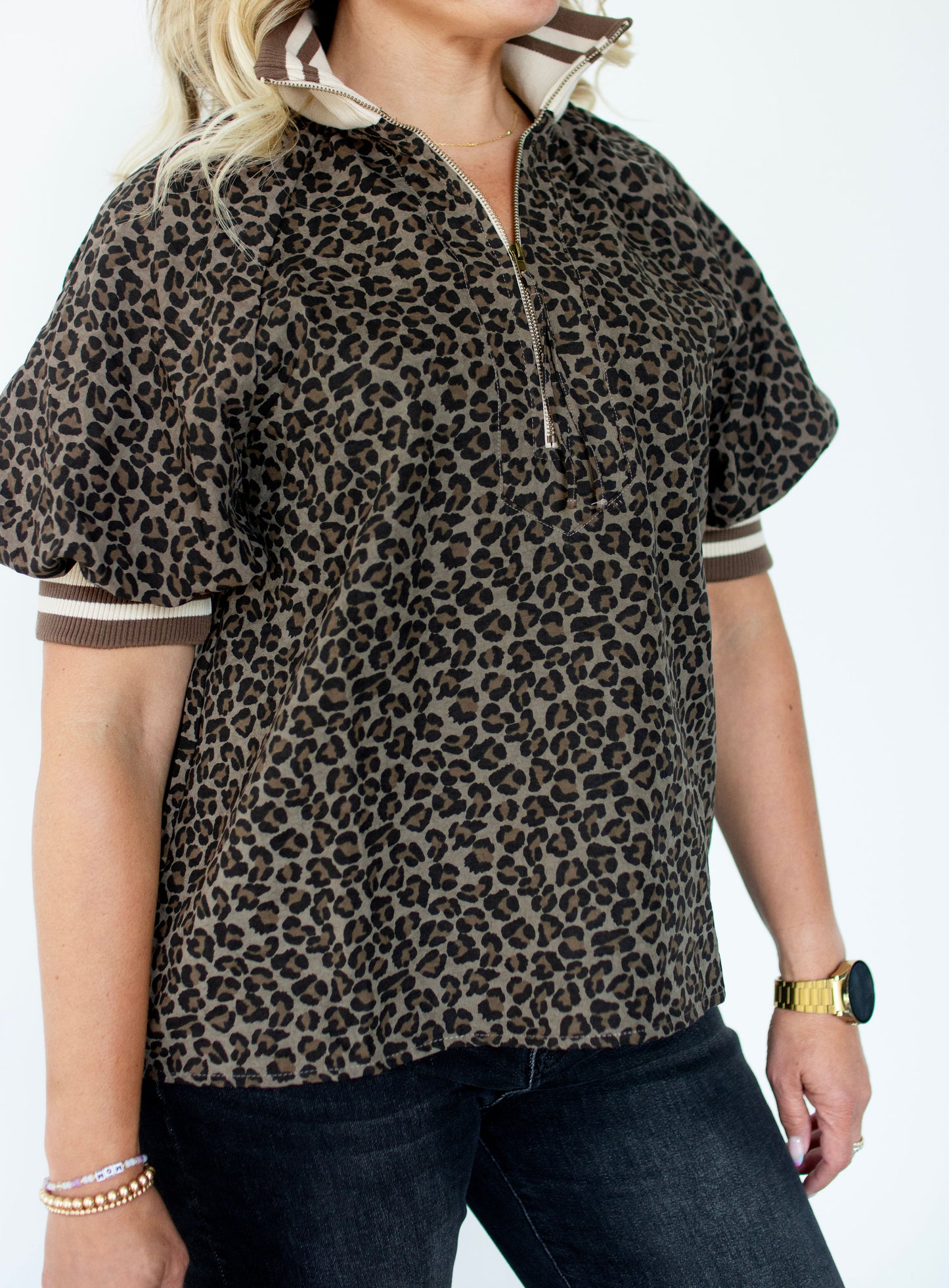 Leopard Puff Sleeve Top