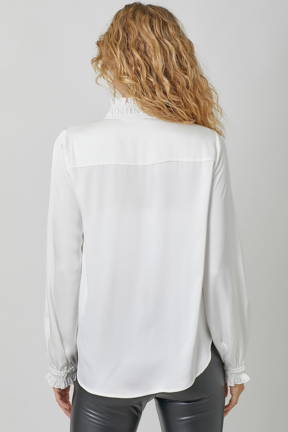 Off-White Ruffle Collar Silk Blouse