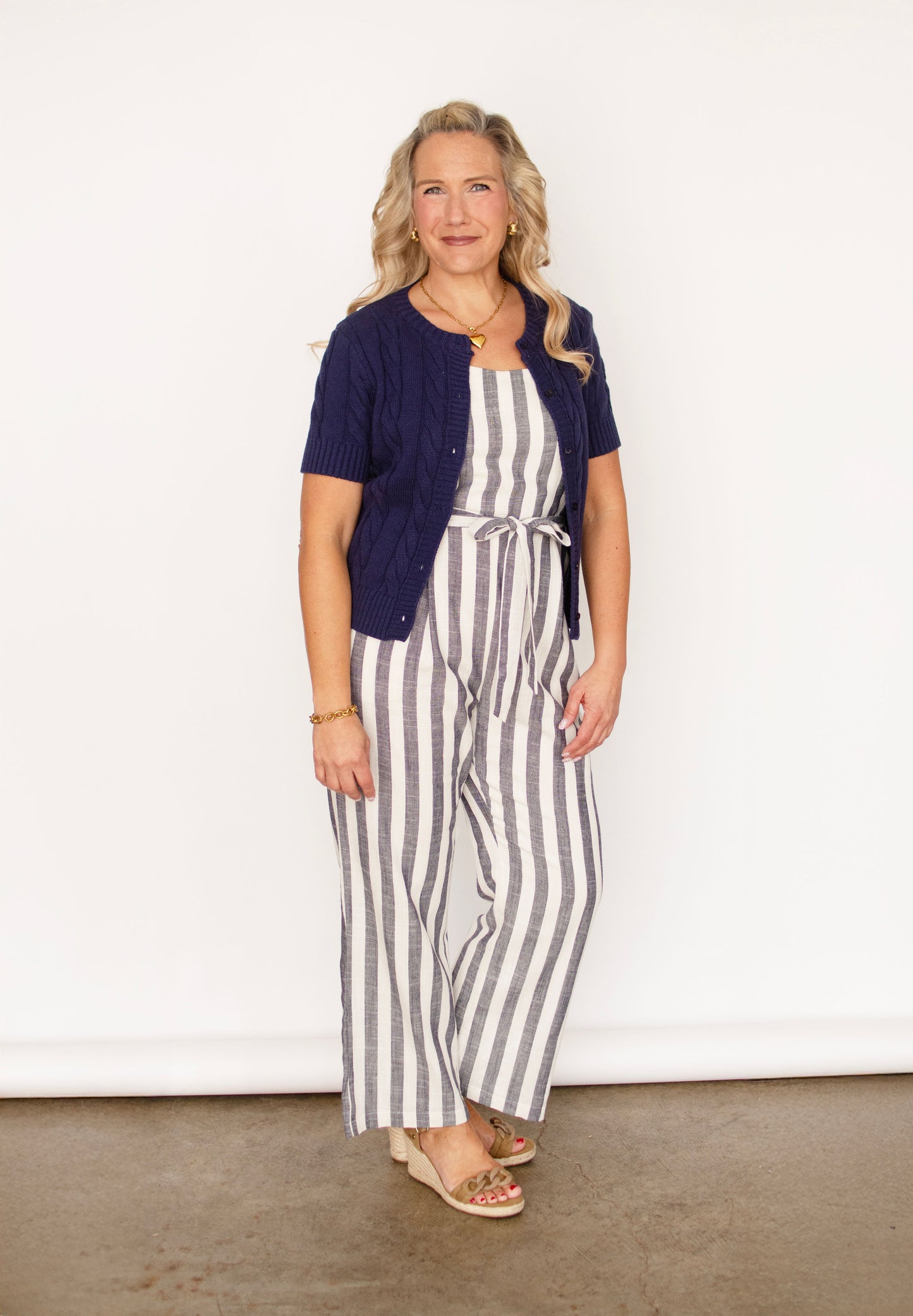 Navy Striped Jumpsuit