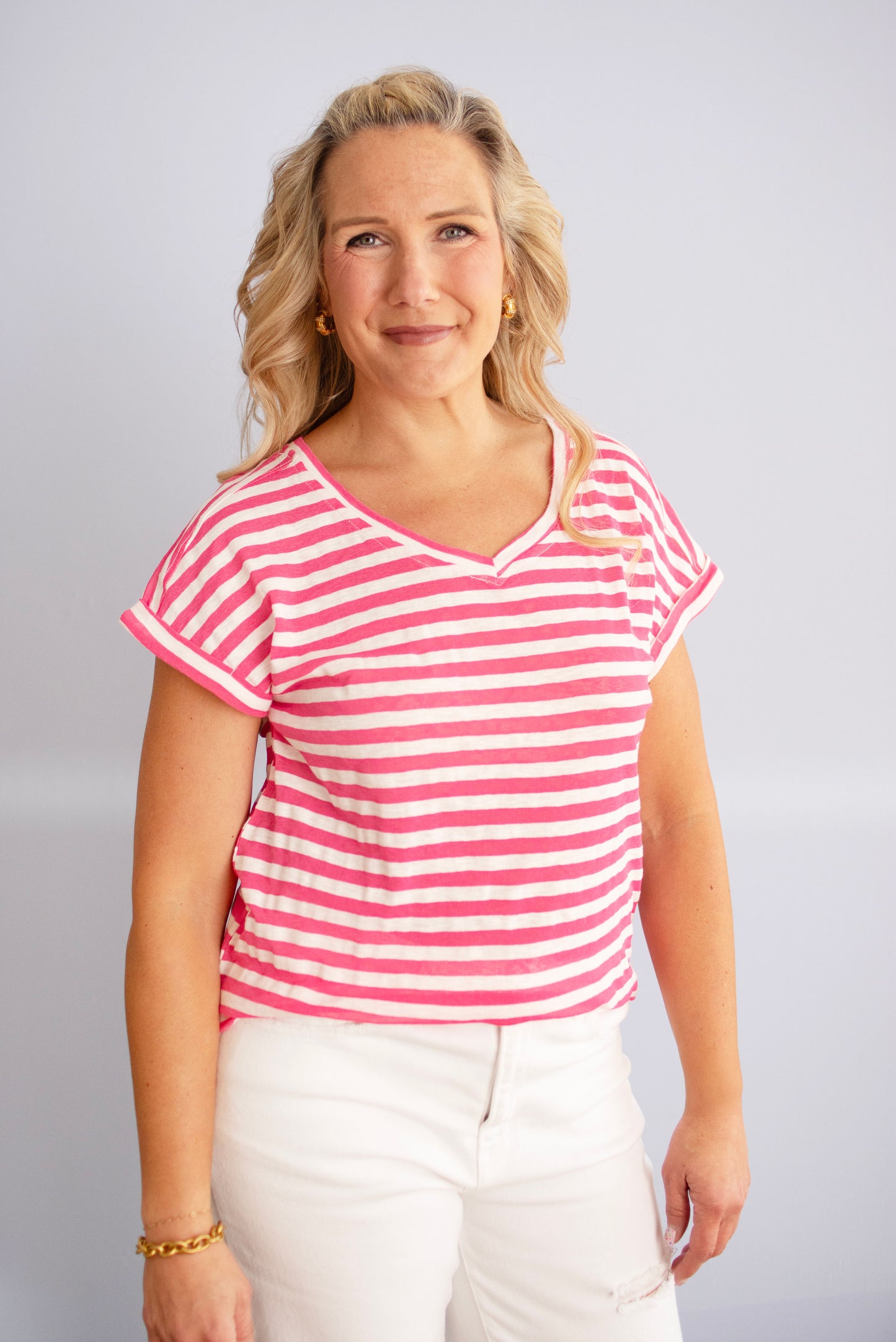 Hot Pink Striped Top