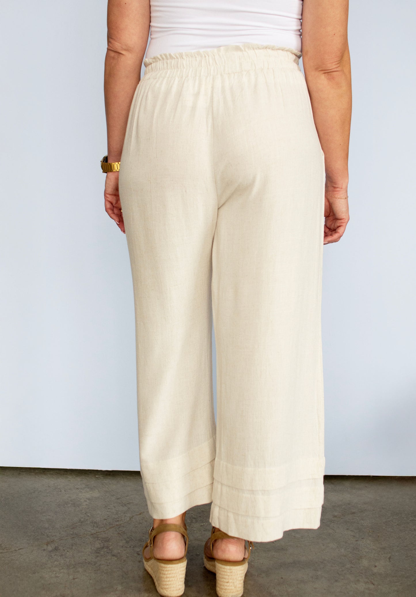 Light Tan Linen Flowy Pants
