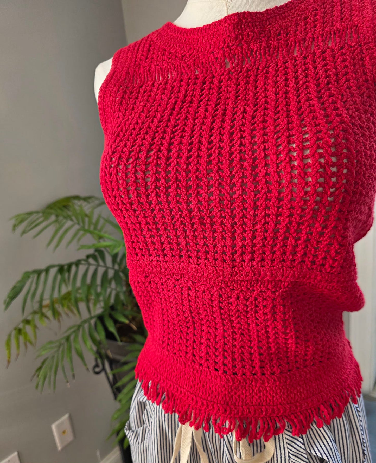 Red Sleeveless Crochet Top