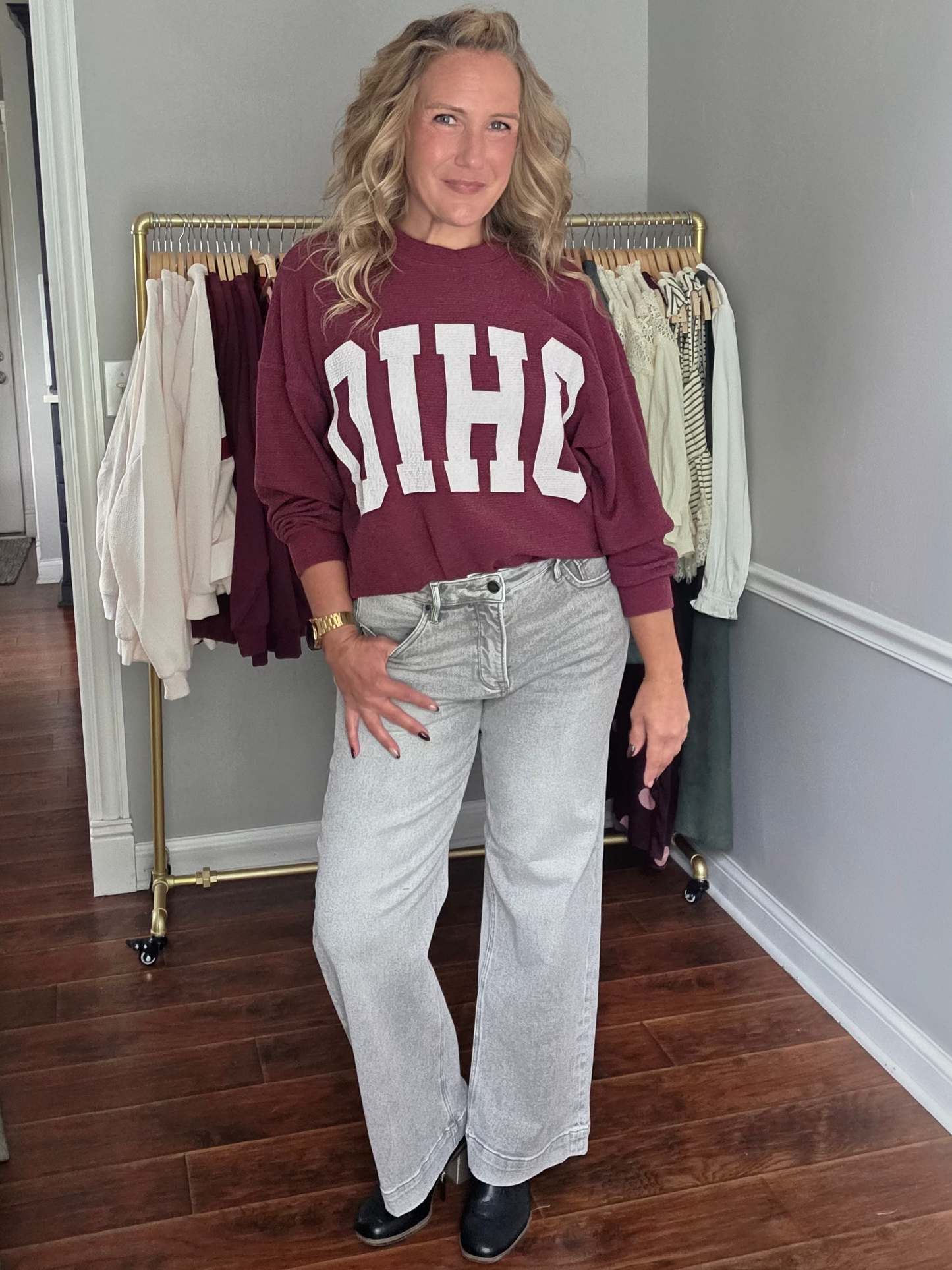 Scarlet OHIO Waffle Knit Oversized Sweatshirt