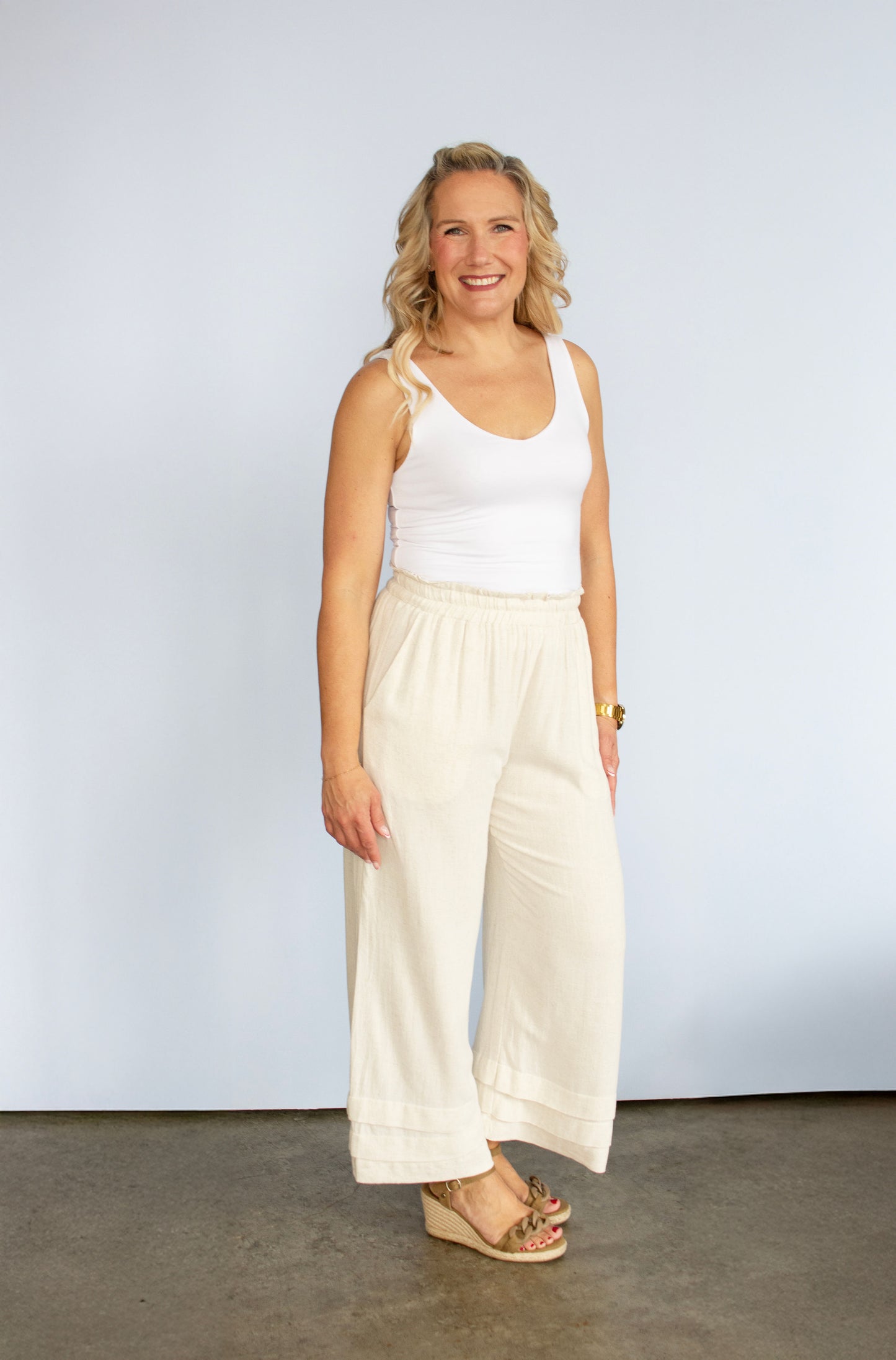Light Tan Linen Flowy Pants