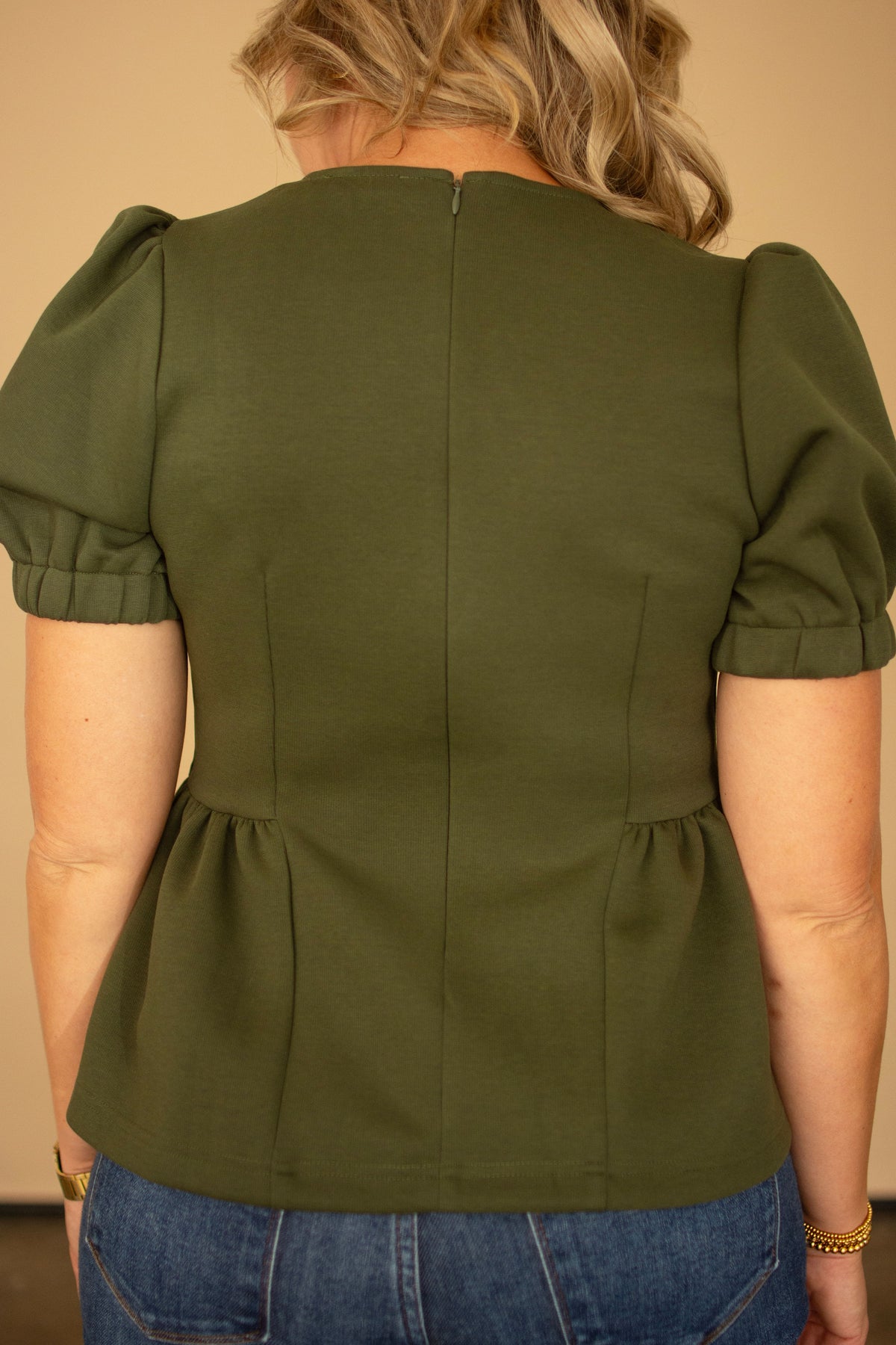 Dark Green Peplum Top