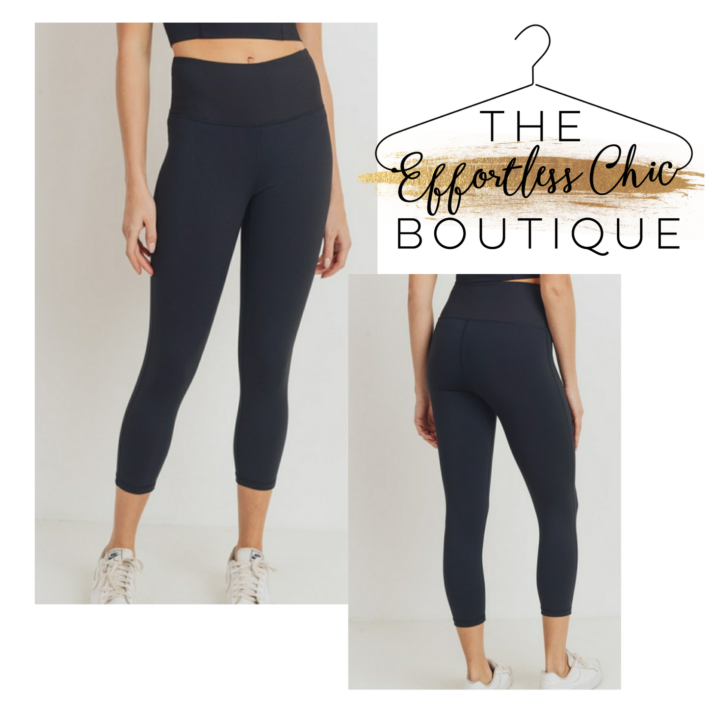 Black High Waist Capri Leggings