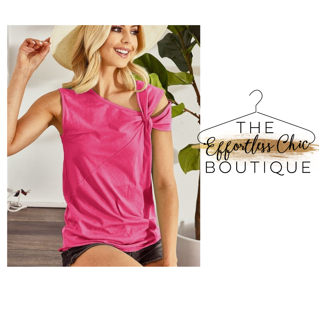 Fuchsia Sleeveless Open Shoulder Top
