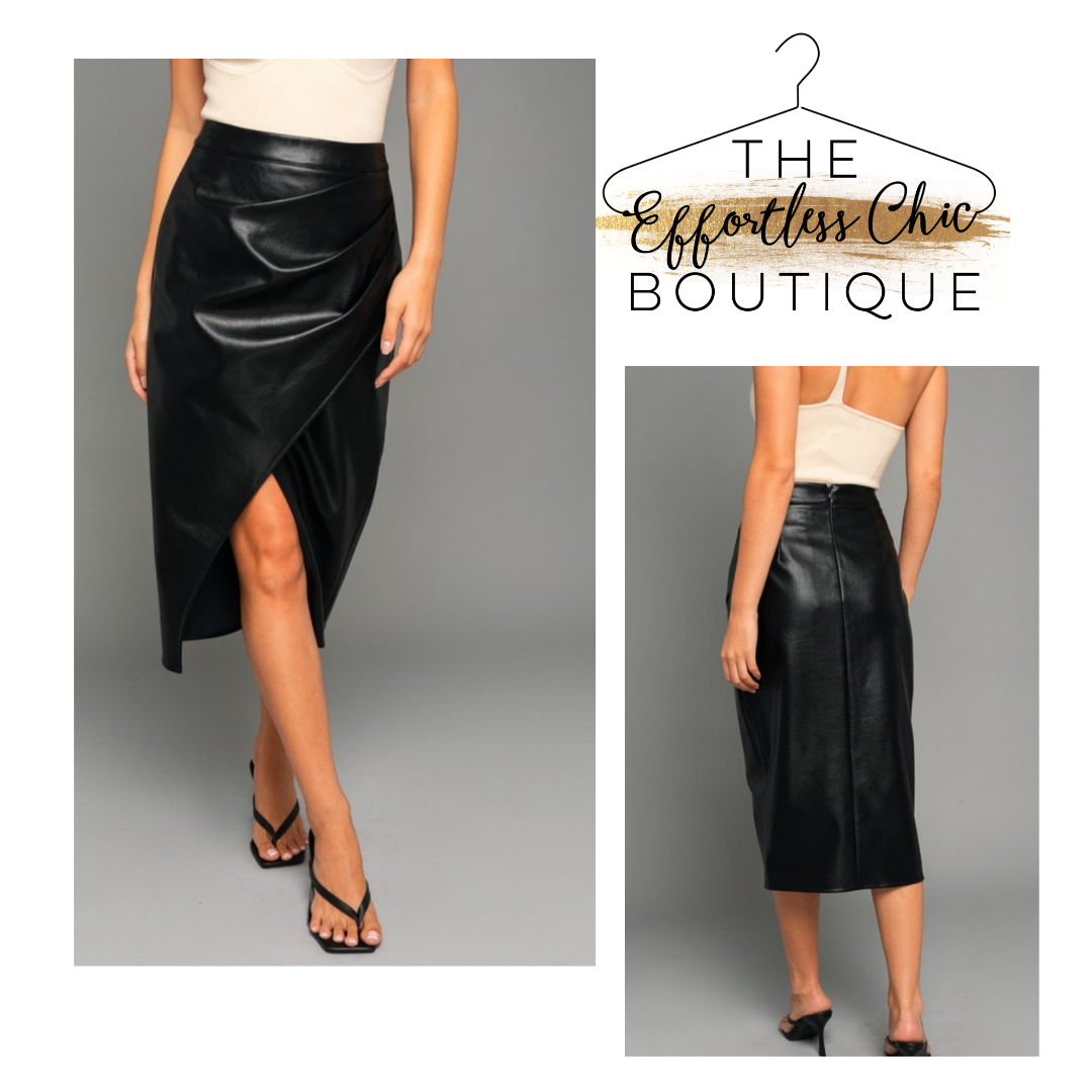Faux Leather Midi Pencil Skirt