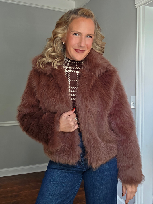 Chocolate Brown Faux Fur Jacket