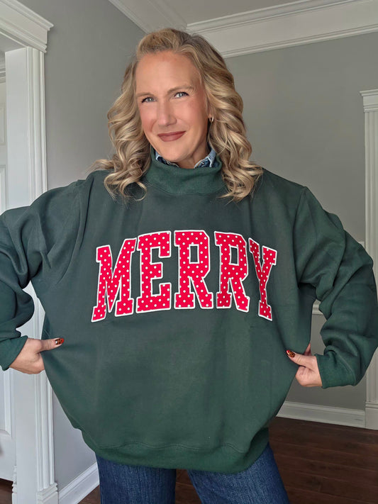Oversized Dark Green MERRY Mocknecks