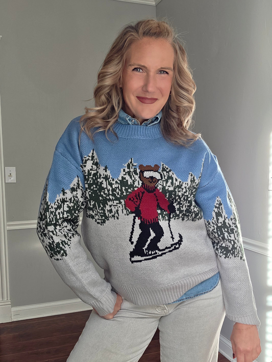 Bear Ski Motif Sweater