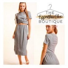 Load image into Gallery viewer, Grey 2-Piece Midi Skirt Set

