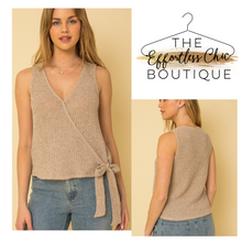 Load image into Gallery viewer, Oatmeal Knit Wrap Top
