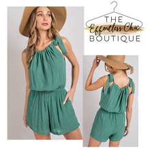 Load image into Gallery viewer, Green Ribbon Tie Romper

