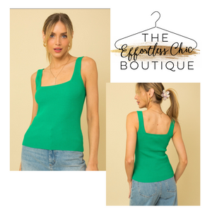 Kelly Green Square Neck Tank