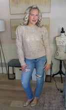 Load image into Gallery viewer, Pointelle Sweater with Puff Sleeve

