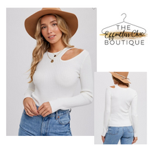 Load image into Gallery viewer, White Cutout Shoulder Top
