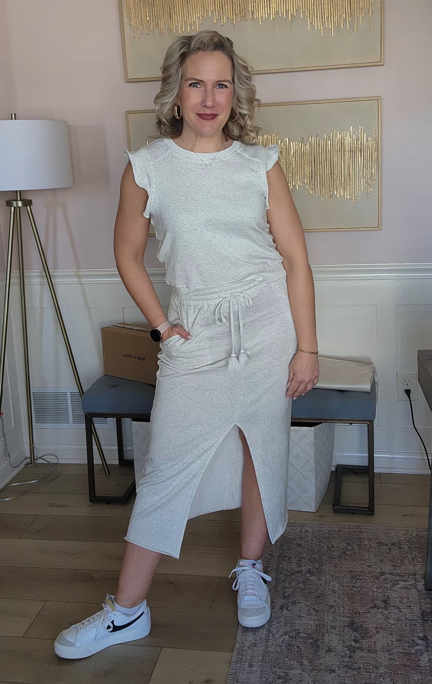 Light Grey Skirt Set