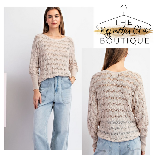 Tan Crochet Lightweight Sweater