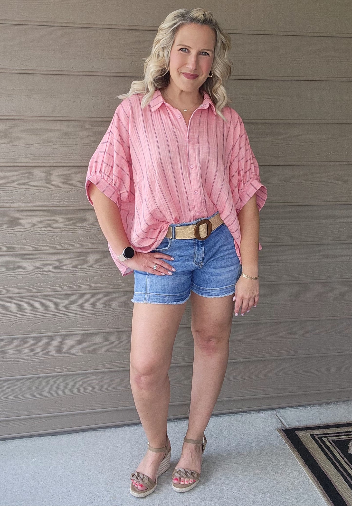 Coral Pink Oversized Drop Shoulder Top