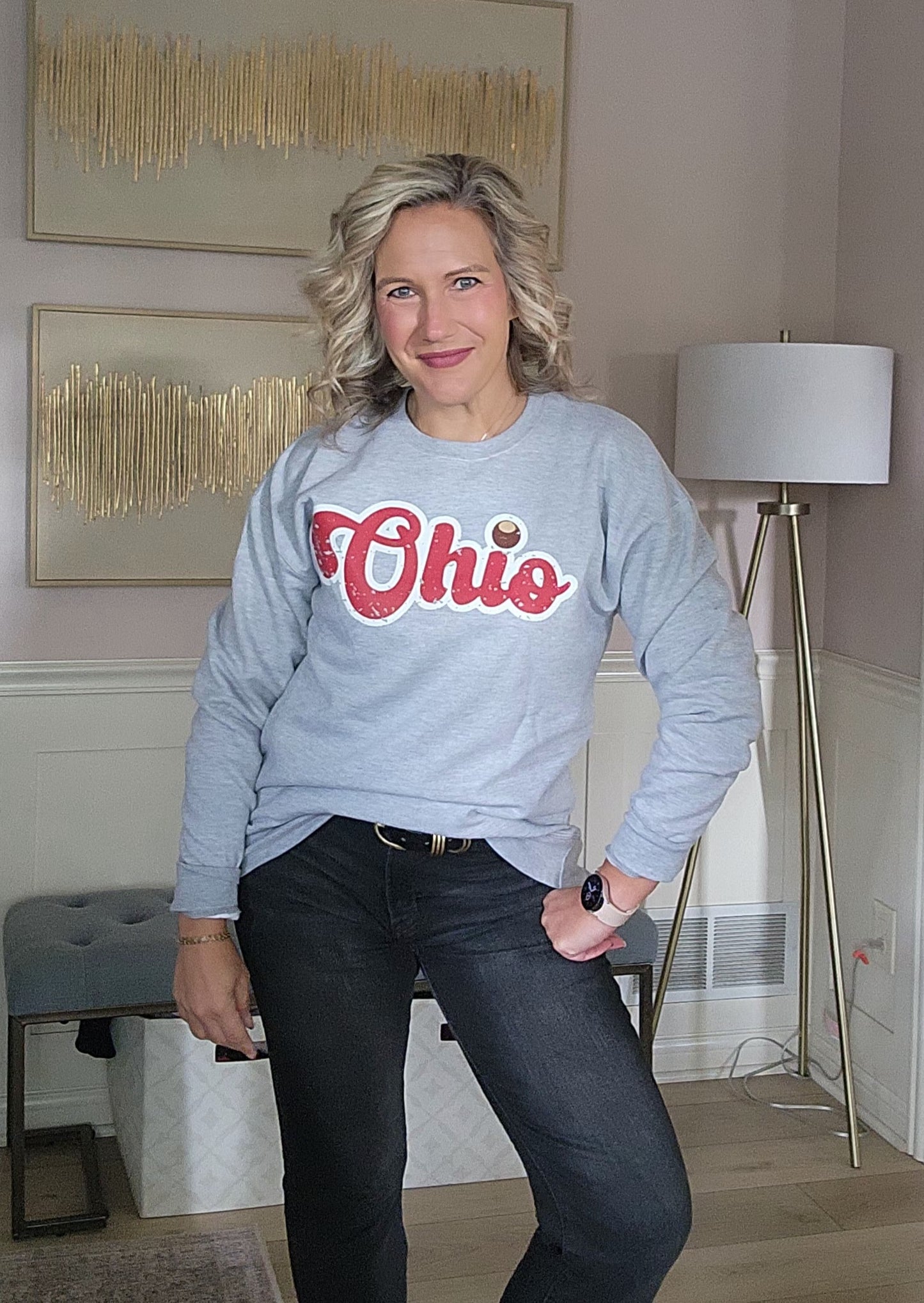 Light Grey Ohio Script Sweatshirt