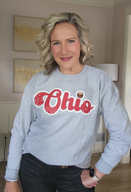 Light Grey Ohio Script Sweatshirt