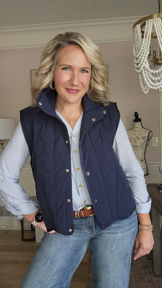 Navy Scalloped Edge Vest