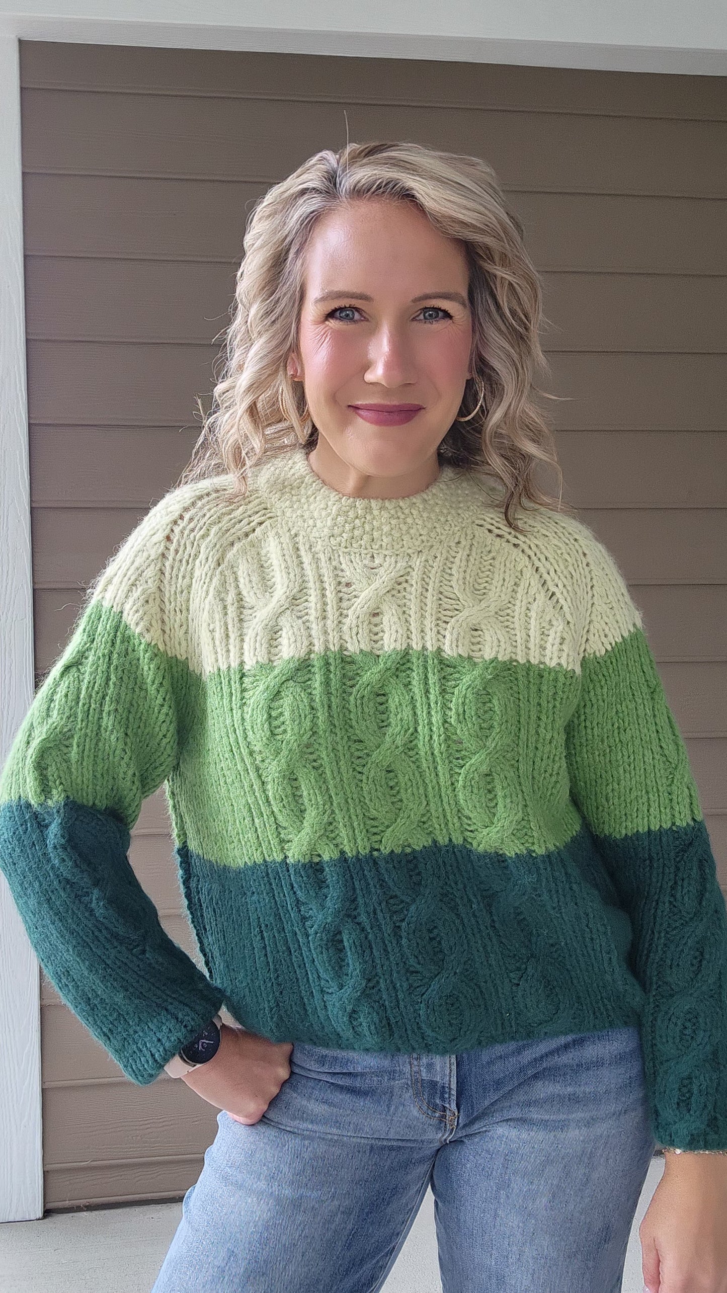 Green Colorblock Sweater