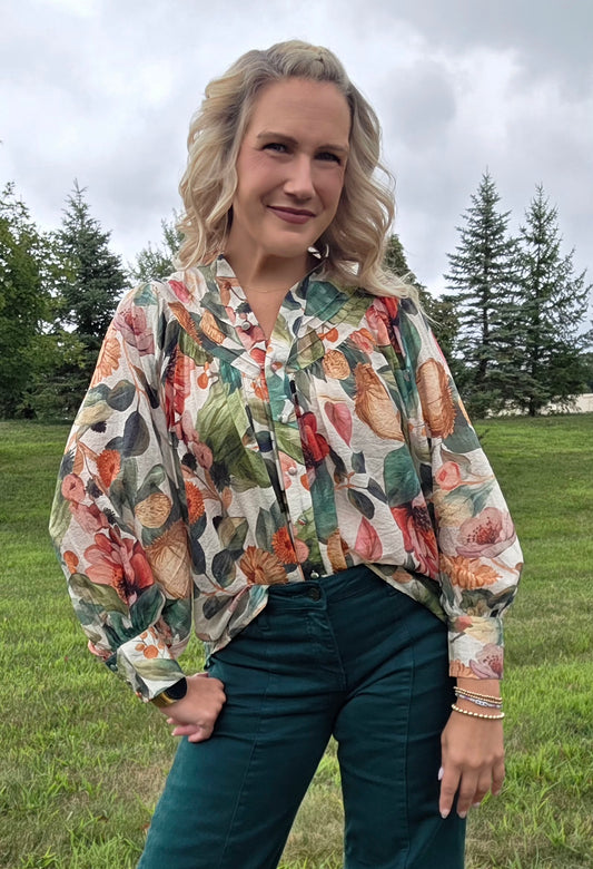 Green Floral Printed Top