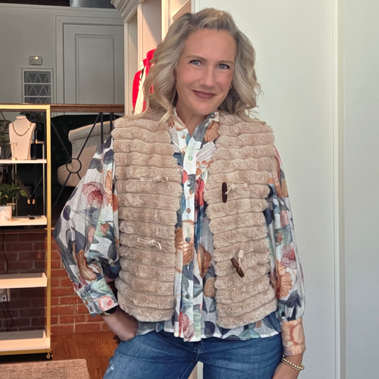 Taupe Faux Fur Vest