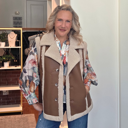 Faux Leather Shearling Vest