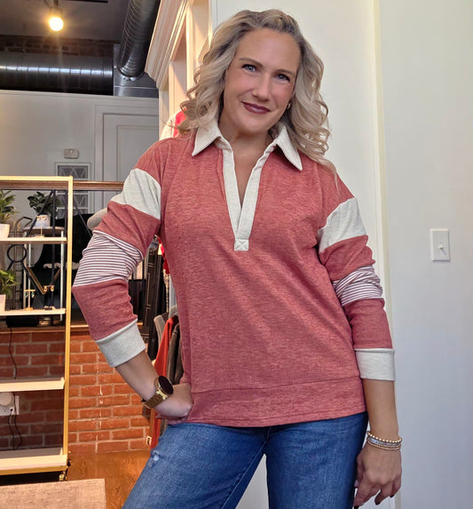 Vintage Red Striped Pullover