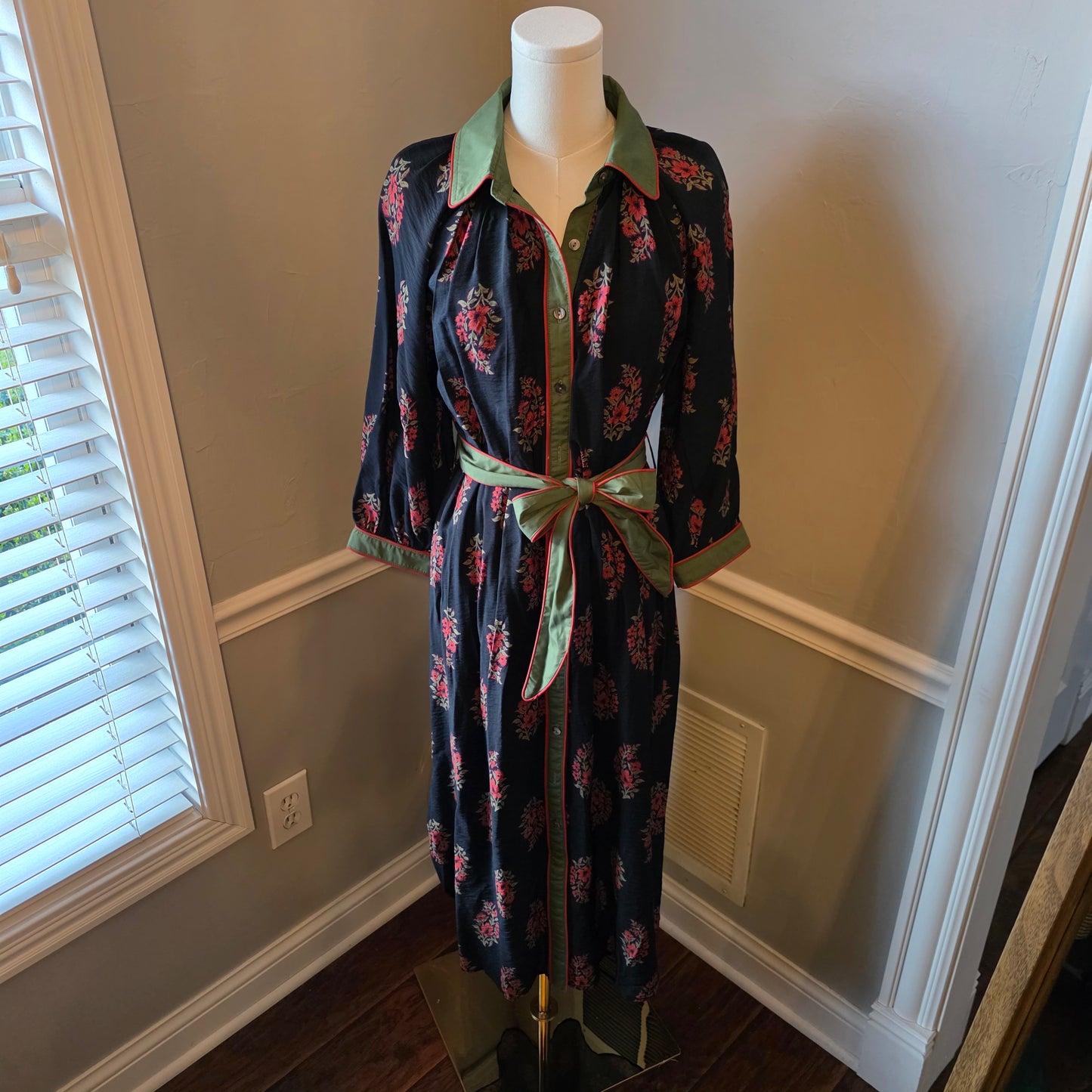 Black Midi Floral Print Dress