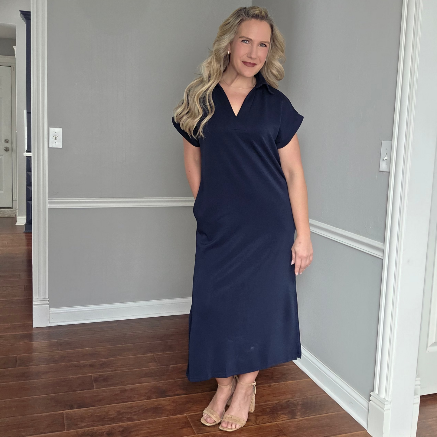 Navy Blue Midi Dress