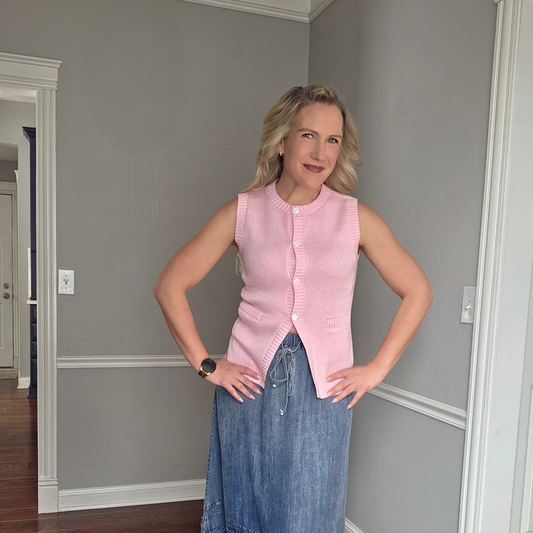 Pink Button Down Knit Vest