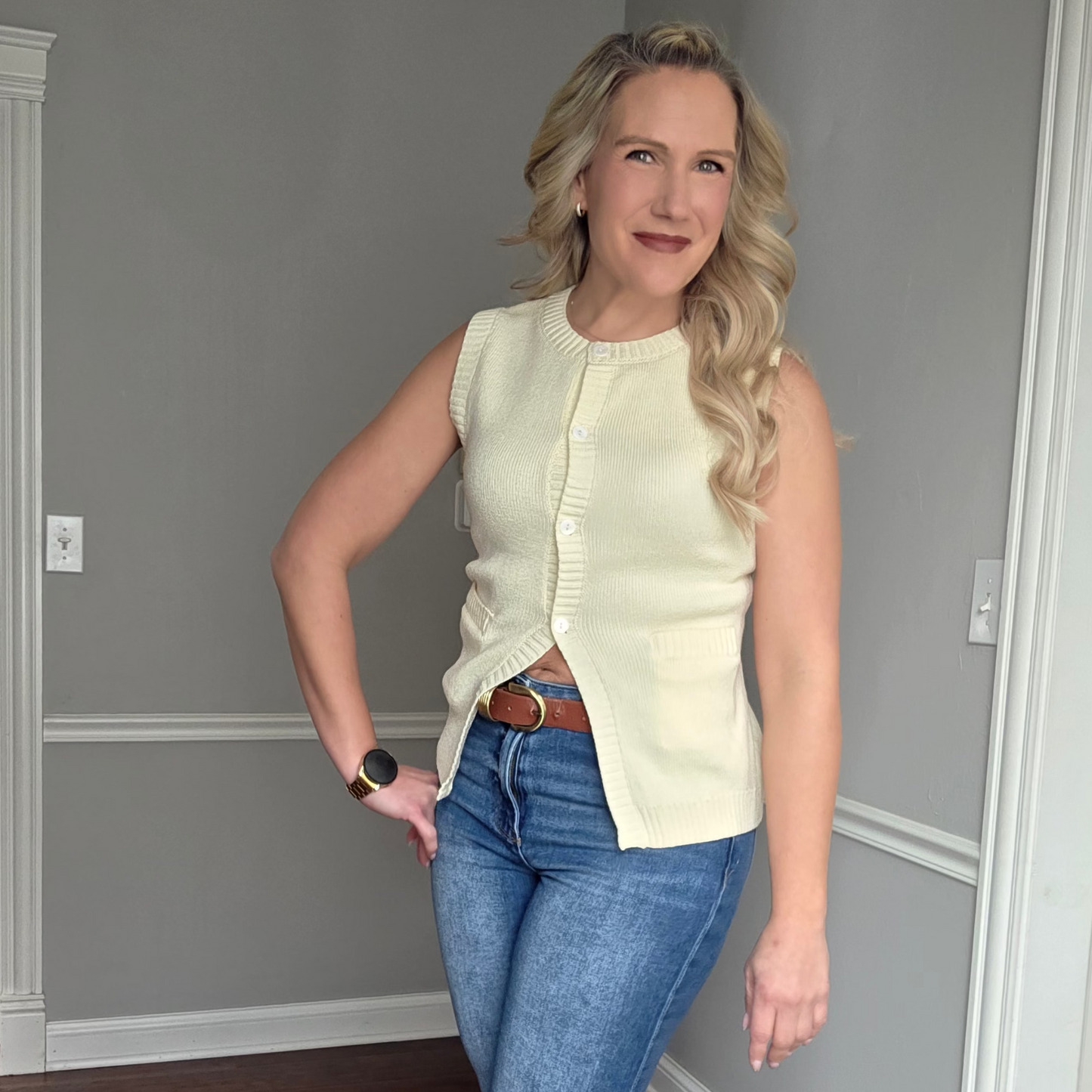 Soft Yellow Button Down Vest