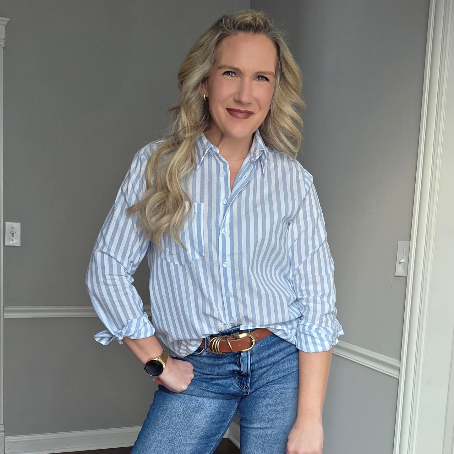 Blue Striped Button Down Shirt