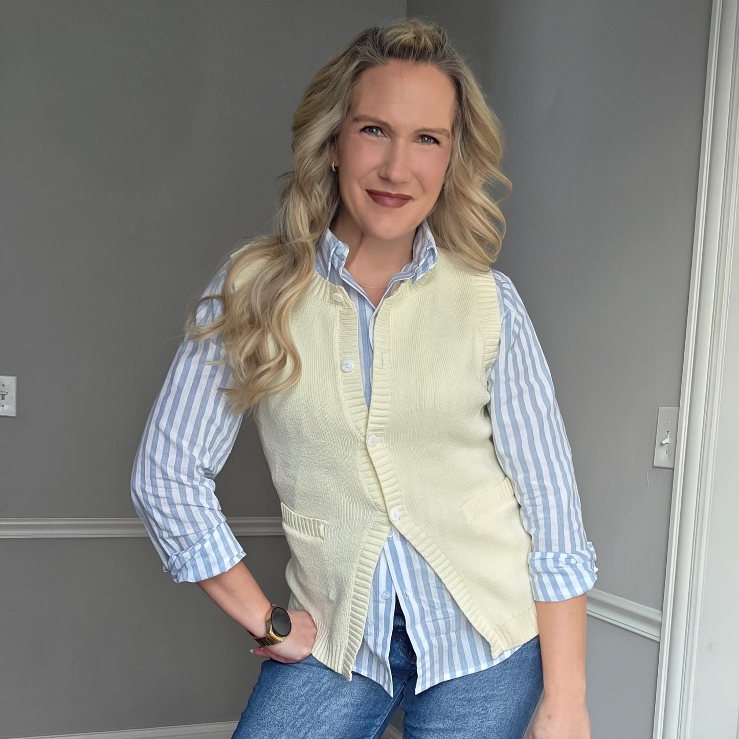 Blue Striped Button Down Shirt