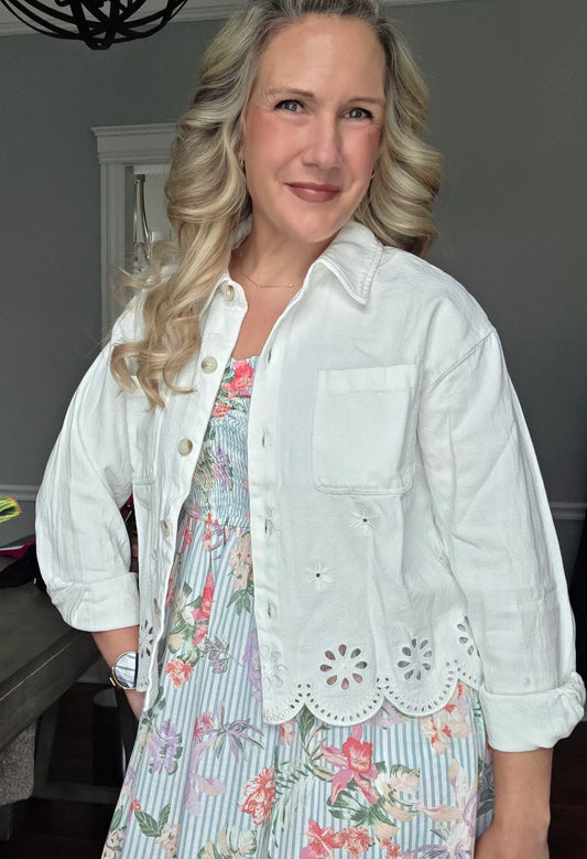 White Embroidered Lightweight Jacket