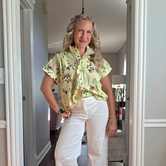 Yellow Floral Print Top