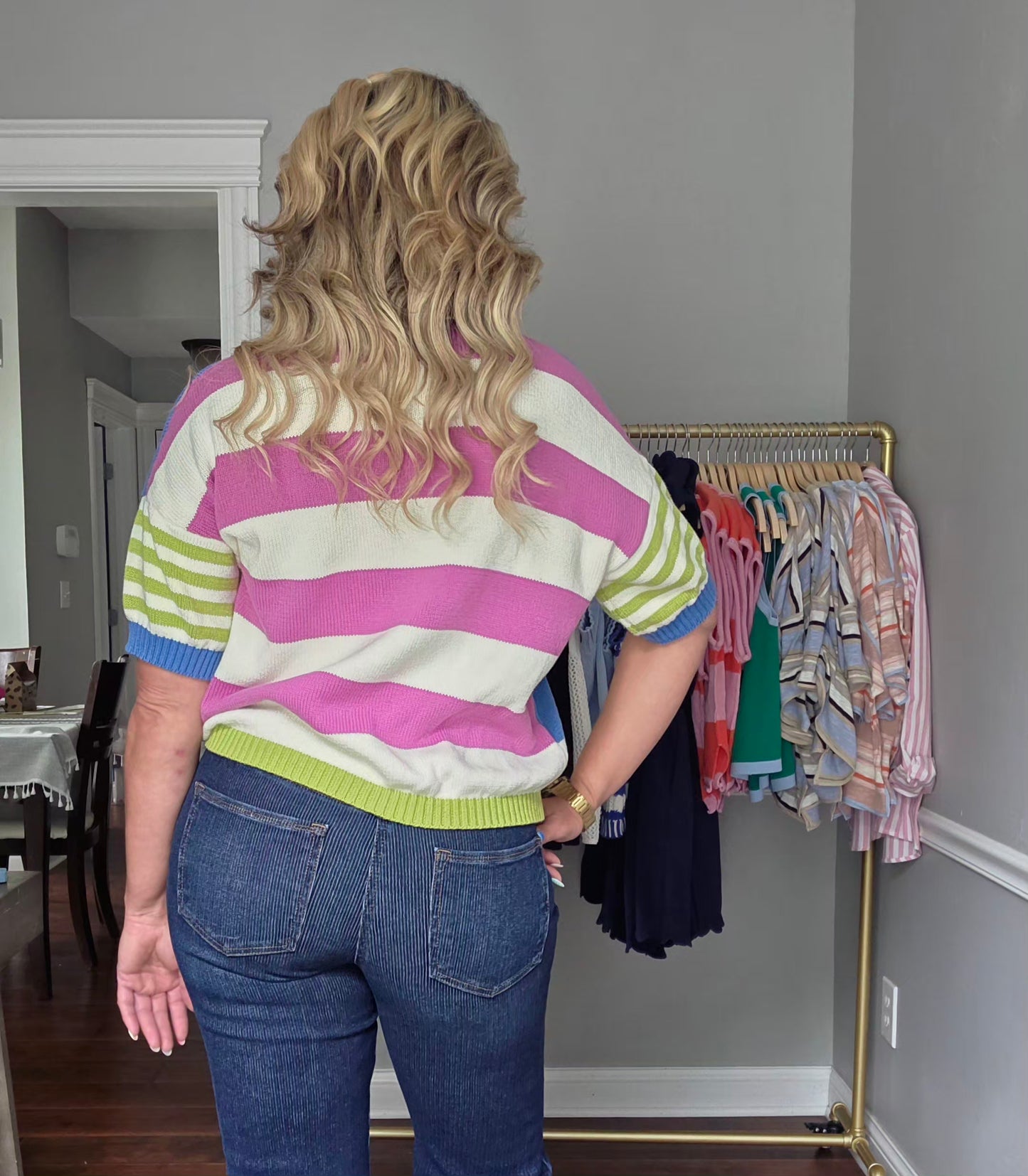 Royal Blue Multi Stripe Relaxed Fit Top