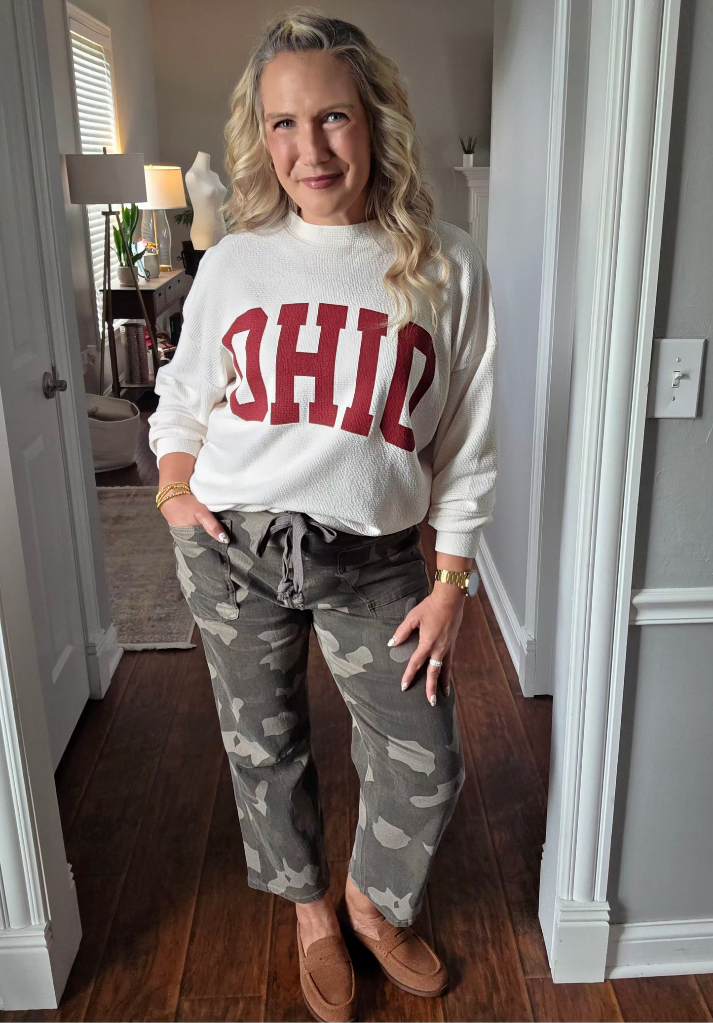 Cream OHIO Waffle Knit Oversized Sweatshirt