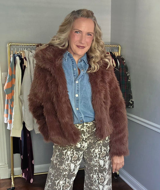Chocolate Brown Faux Fur Jacket