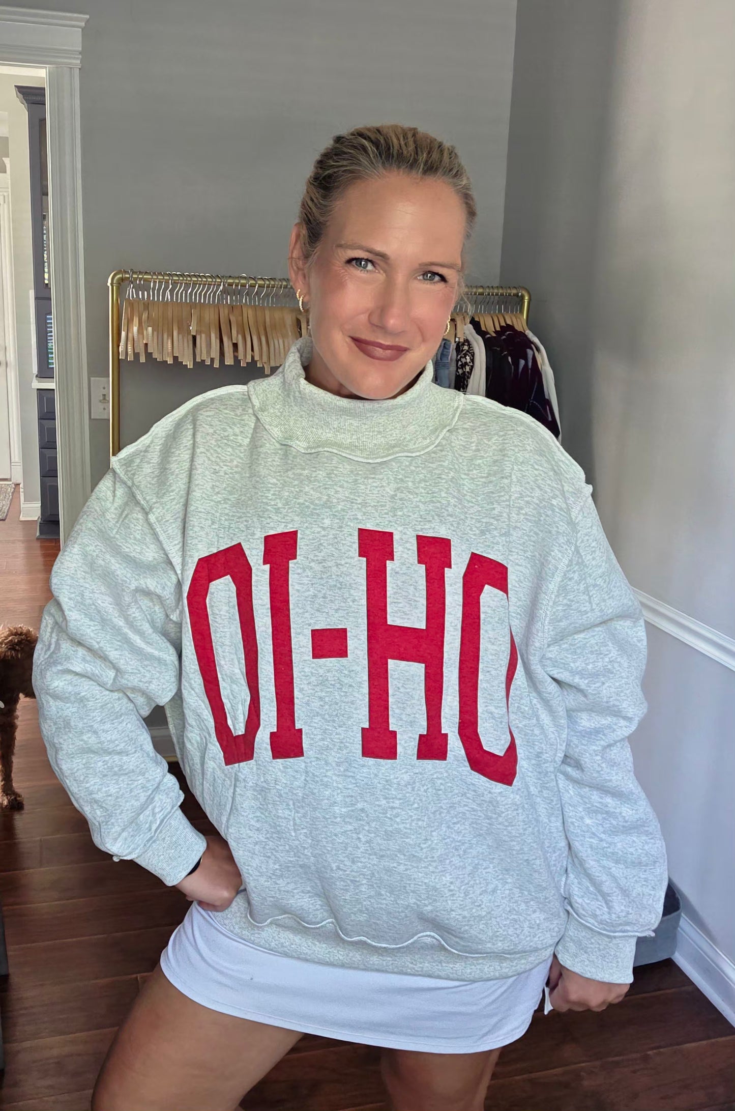 OHIO Grey Reversible Oversized Mock Neck Sweatshirt