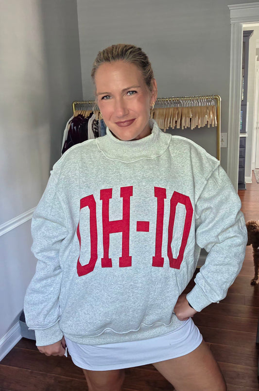 OHIO Grey Reversible Oversized Mock Neck Sweatshirt