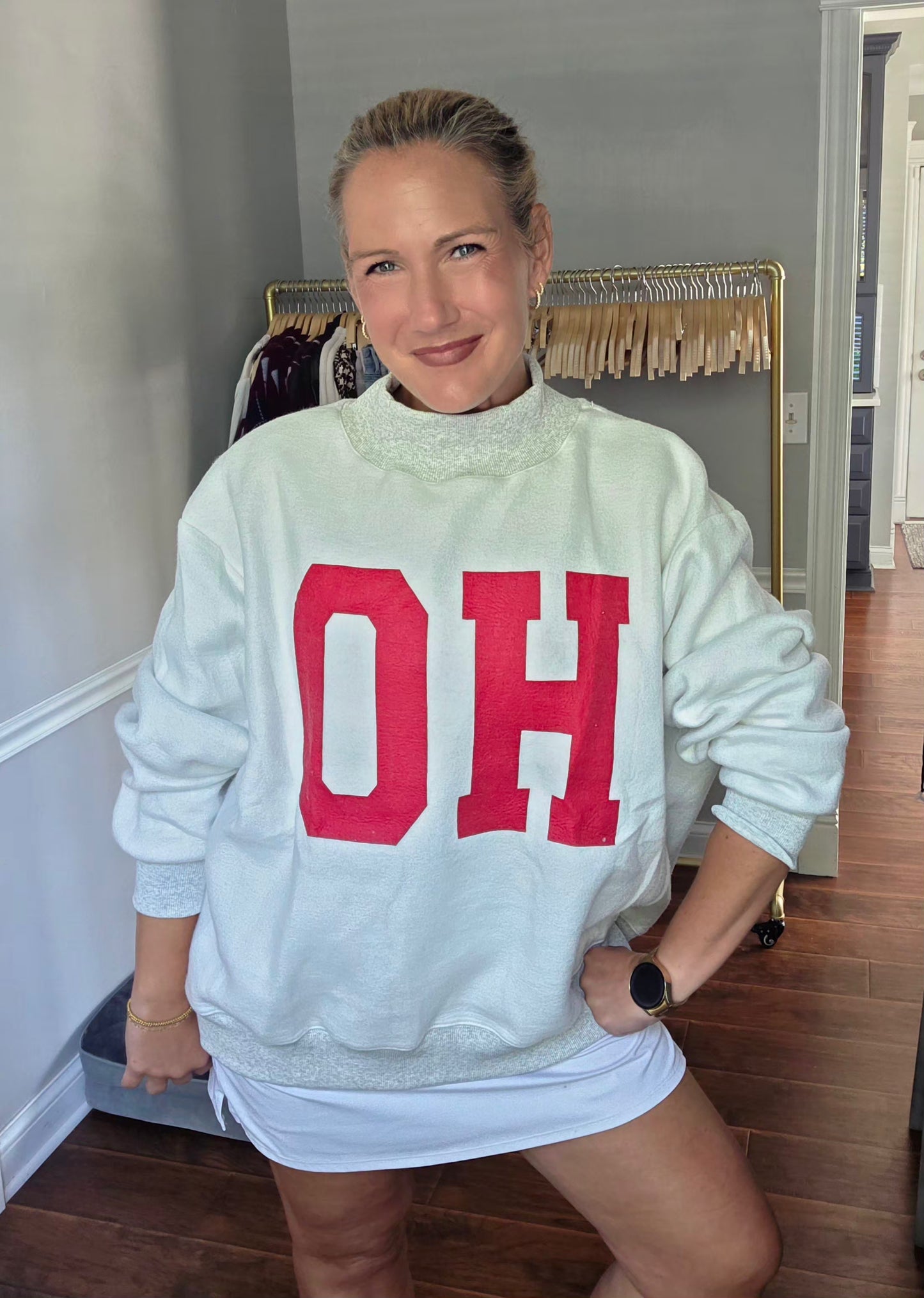 OHIO Grey Reversible Oversized Mock Neck Sweatshirt