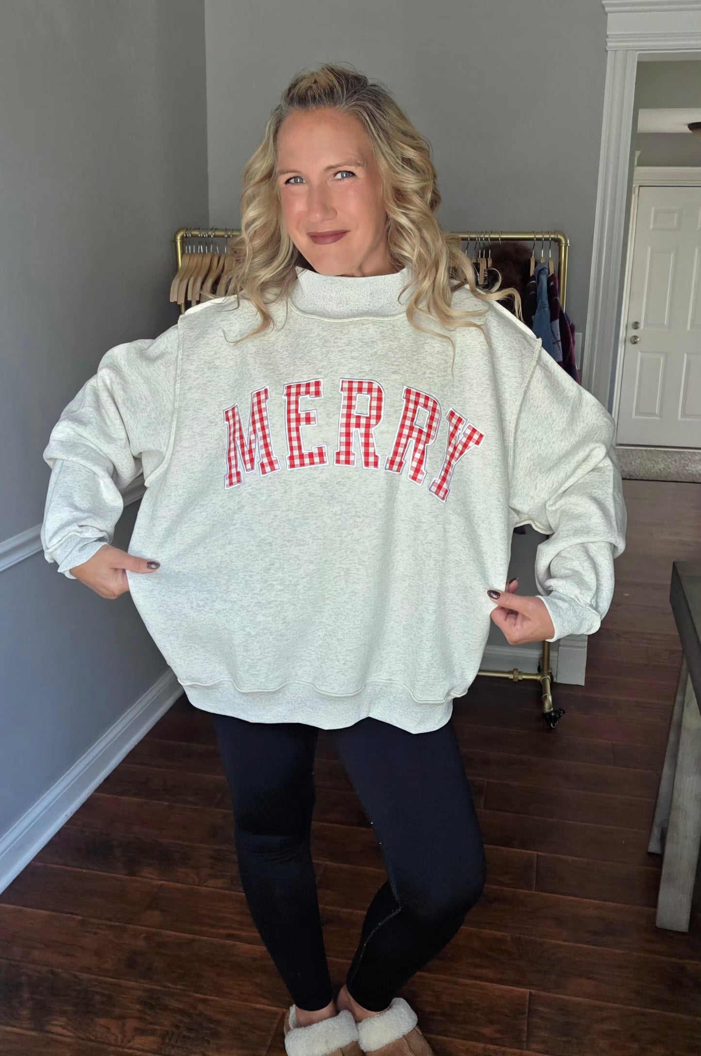 Oversized Light Grey MERRY Mockneck
